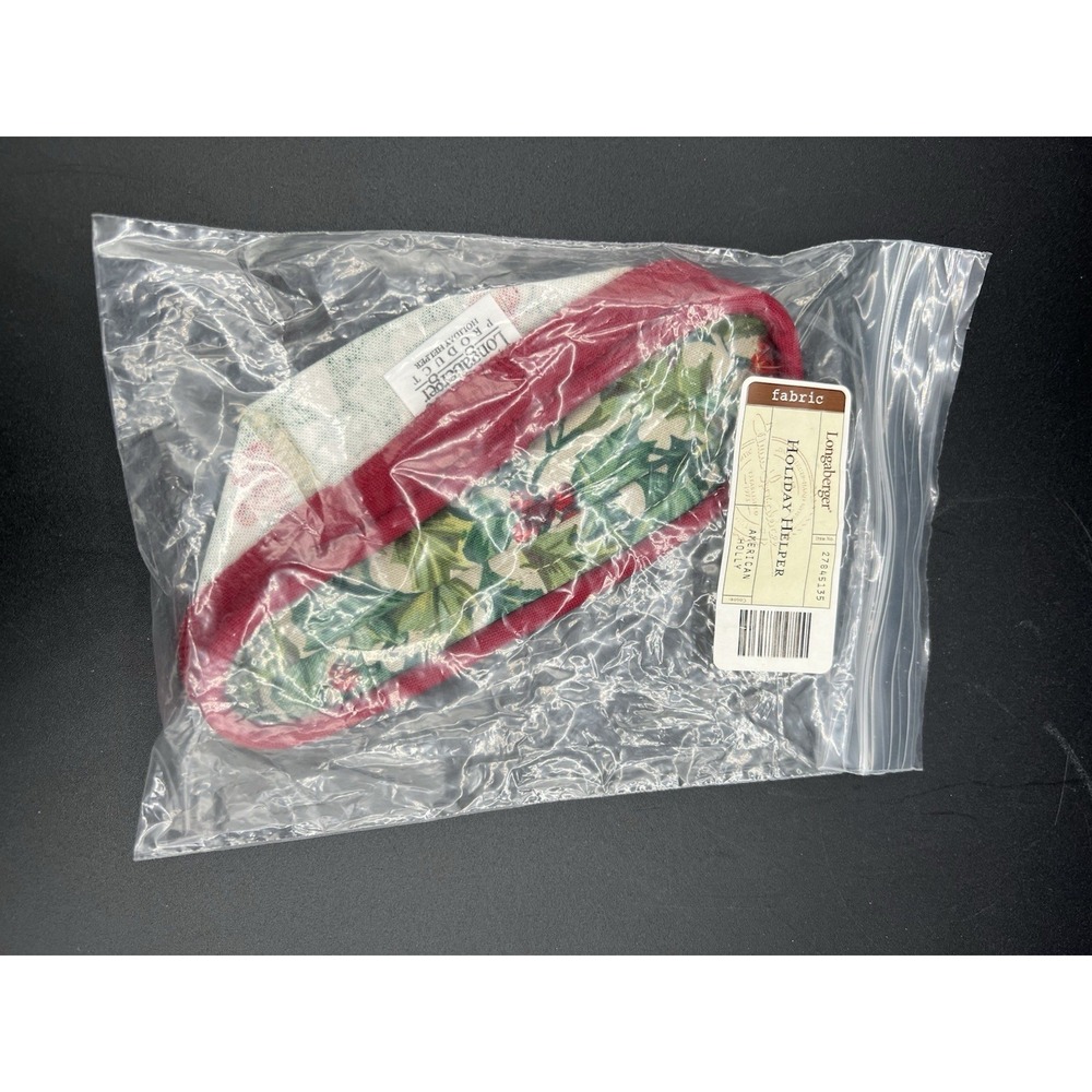 🎄 Longaberger Holiday Helper Basket Liner – American Holly – NIP